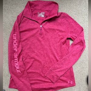 Kids Under Armour Pink Quarter-Zip Pullover
